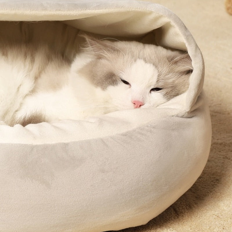 Calming Round Cat Cave Bed for Ultimate Comfort | Lyrra