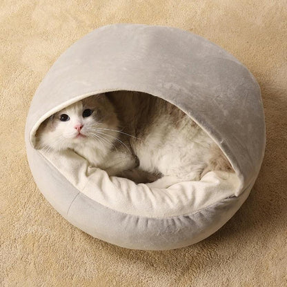 Calming Round Cat Cave Bed for Ultimate Comfort | Lyrra