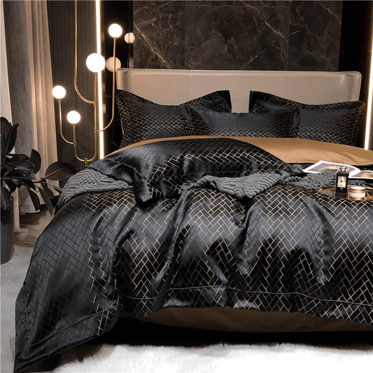 Egyptian Cotton Black Duvet Cover Set | Amirai