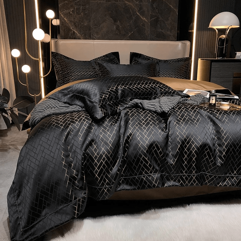 Egyptian Cotton Black Duvet Cover Set | Amirai