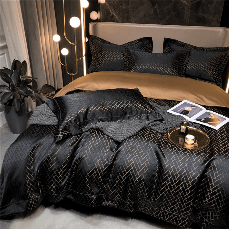 Egyptian Cotton Black Duvet Cover Set | Amirai