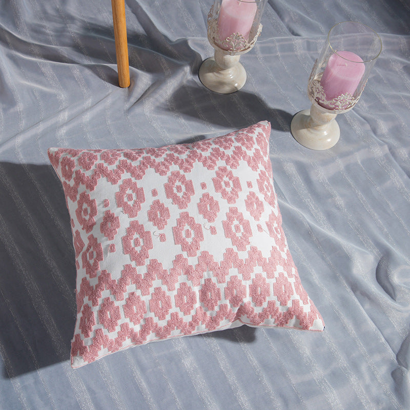 Geometric Cotton Embroidered Pillowcase | Alisia