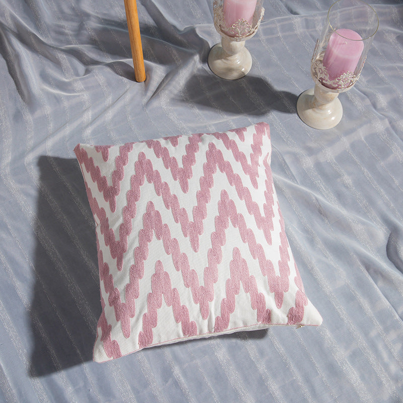 Geometric Cotton Embroidered Pillowcase | Alisia