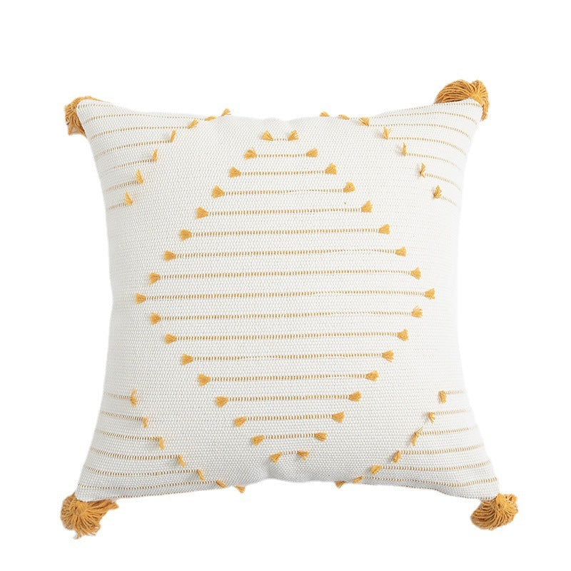 Geometric Cotton Pillowcase with Tassels - Cozy Home Decor Accent | Arabella