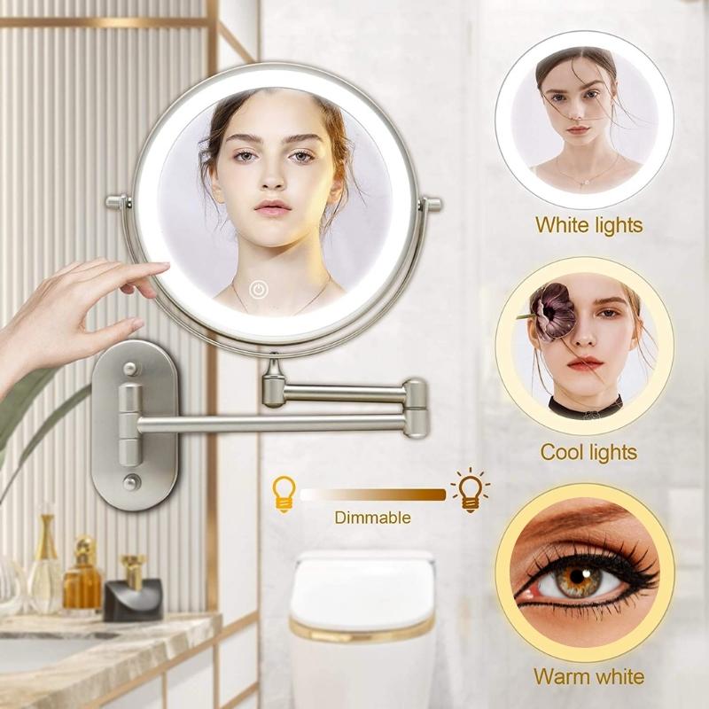 Gold LED Magnifying Mirror with Wall Mount | Aris