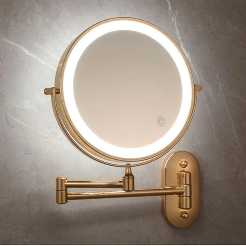 Gold LED Magnifying Mirror with Wall Mount | Aris