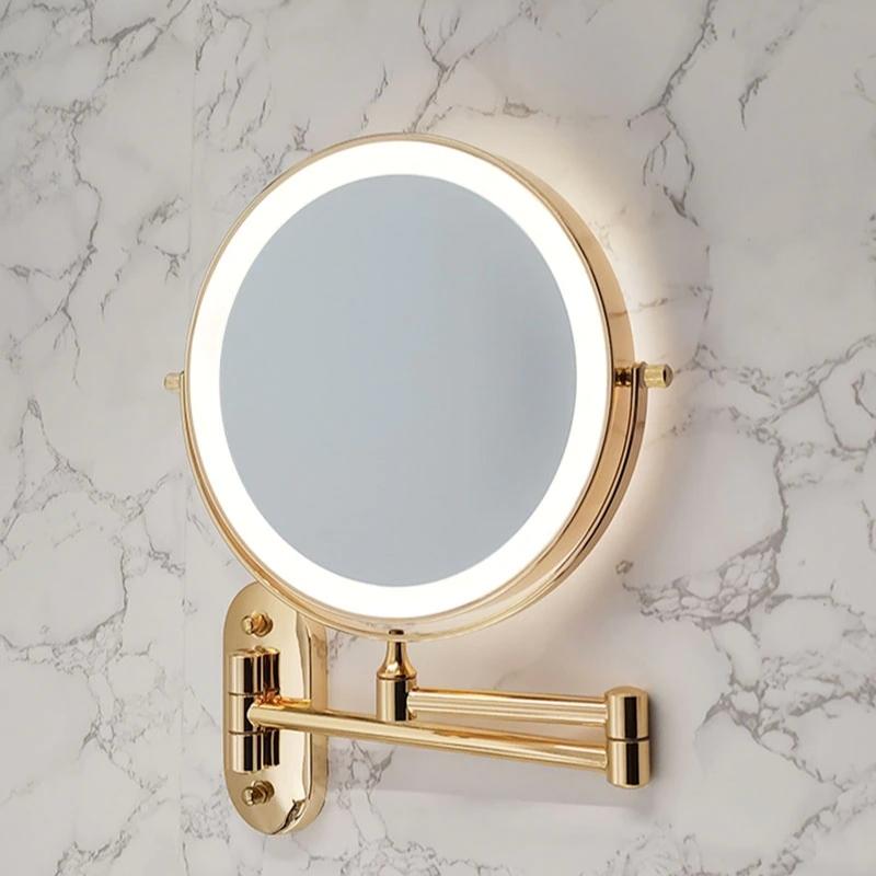 Gold LED Magnifying Mirror with Wall Mount | Aris