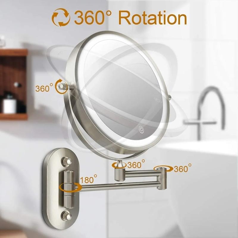 Gold LED Magnifying Mirror with Wall Mount | Aris