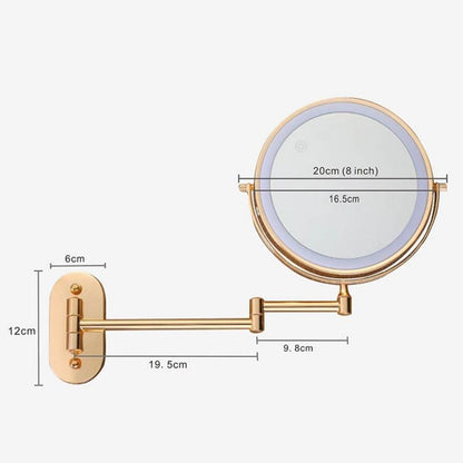 Gold LED Magnifying Mirror with Wall Mount | Aris