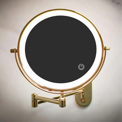 Gold LED Magnifying Mirror with Wall Mount | Aris