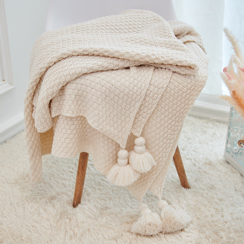 Knitted Blanket with Tassels | Talasa