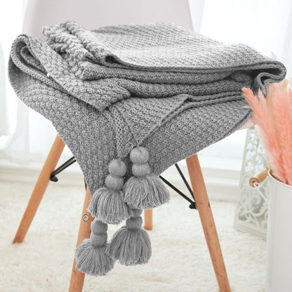 Knitted Blanket with Tassels | Talasa