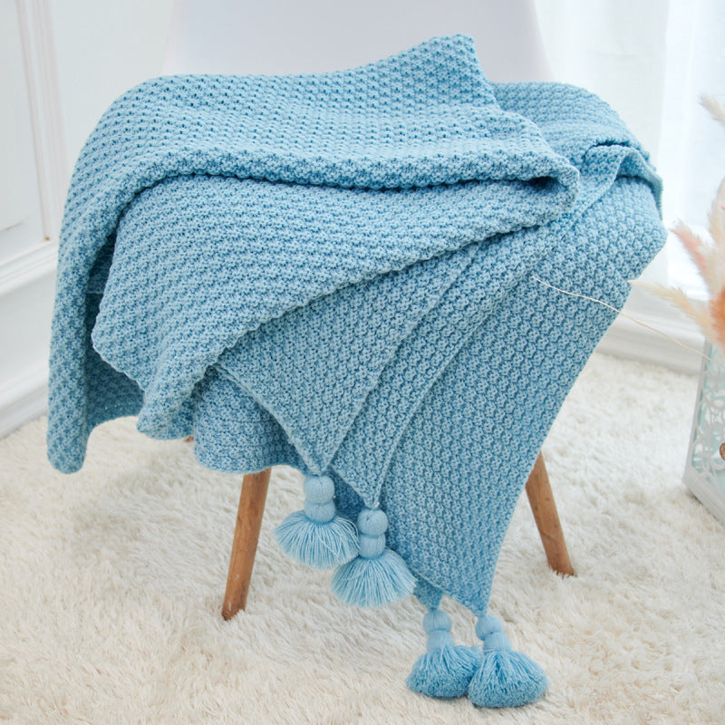 Knitted Blanket with Tassels | Talasa