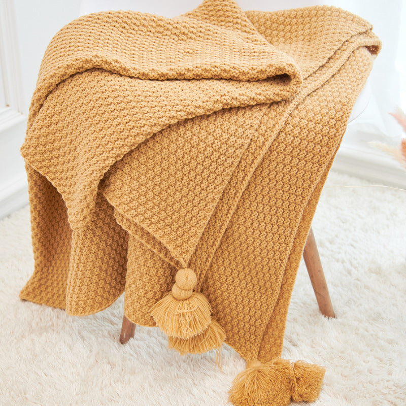 Knitted Blanket with Tassels | Talasa