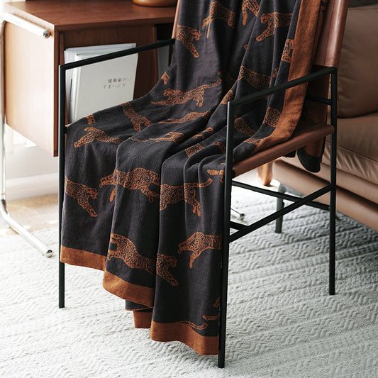 Knitted Blanket - Leopard Print Throw for Cozy Comfort | Esther