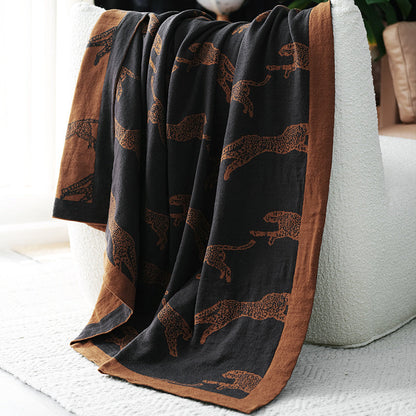 Knitted Blanket - Leopard Print Throw for Cozy Comfort | Esther