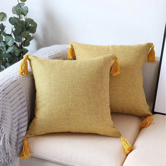 Linen Cushion Cover with Tassels – Stylish and Breathable for Sofa or Bedroom | Rytis AURANORDI Cushion Cover