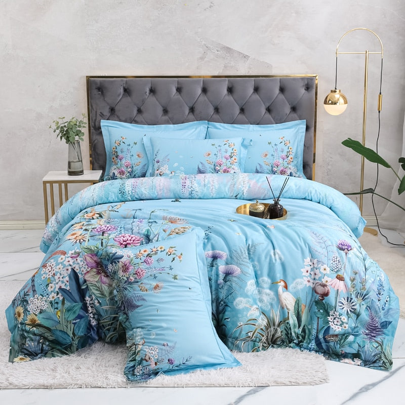 Sky Blue Duvet Cover Set – Egyptian Cotton |  Floweria