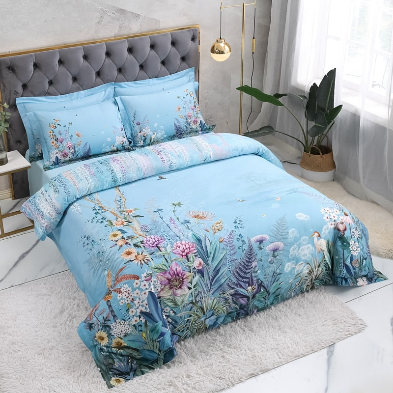 Sky Blue Duvet Cover Set – Egyptian Cotton |  Floweria