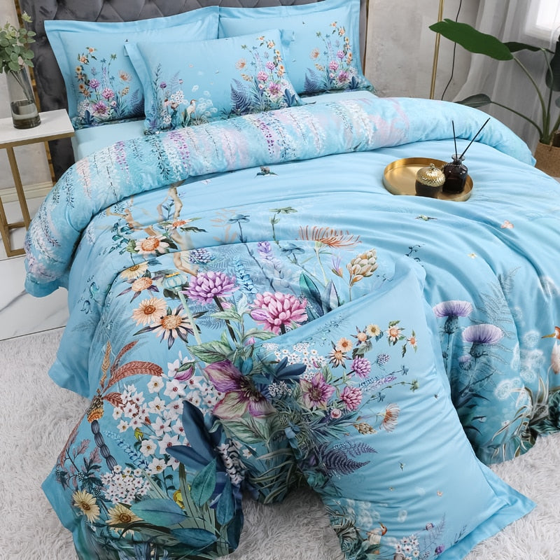 Sky Blue Duvet Cover Set – Egyptian Cotton |  Floweria