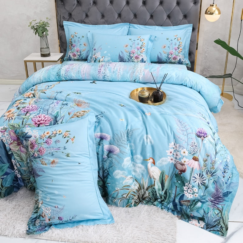 Sky Blue Duvet Cover Set – Egyptian Cotton |  Floweria