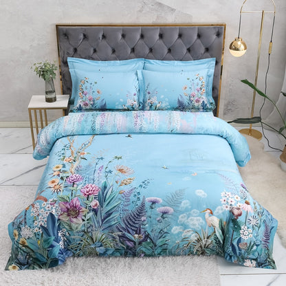 Sky Blue Duvet Cover Set – Egyptian Cotton |  Floweria