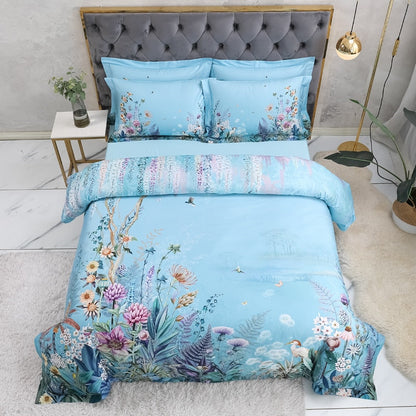 Sky Blue Duvet Cover Set – Egyptian Cotton |  Floweria