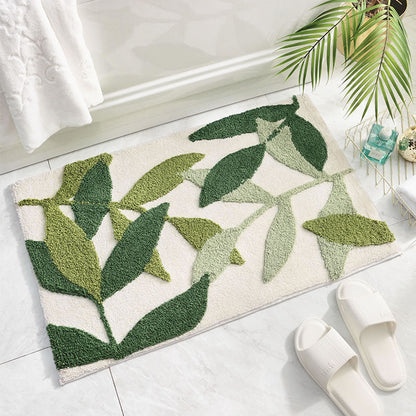 Soft Non-Slip Bathroom Mat with Leaf Pattern – Stylish and Absorbent | Linoar